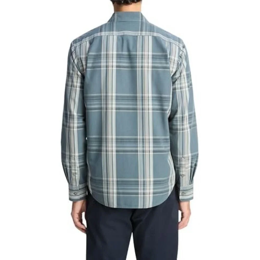 Vince Lorimer Plaid Long Sleeve Shirt Men's XL Harbor Blue Combo Button Closure